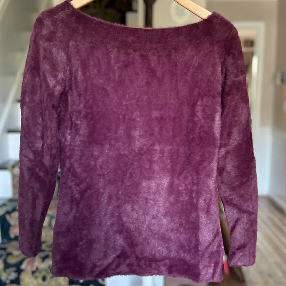 NWT Love Token Bateau Neck or Off Shoulder Fuzzy Long Sleeve Fitted Sweater Sz M - Picture 2 of 9